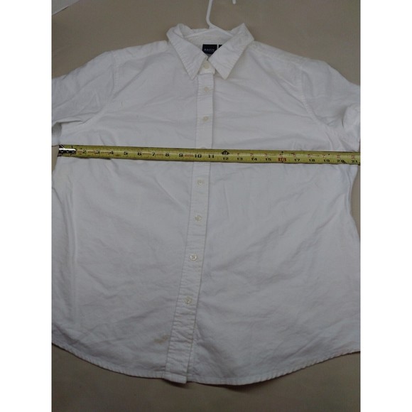 Basic Editions Collared Button Up Girls Large White Short Sleeve Dress Shirt - Picture 5 of 12
